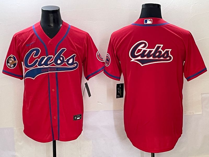 Men 2025 Chicago Cubs Blank Red Joint Name Nike MLB Jersey style 7->chicago cubs->MLB Jersey